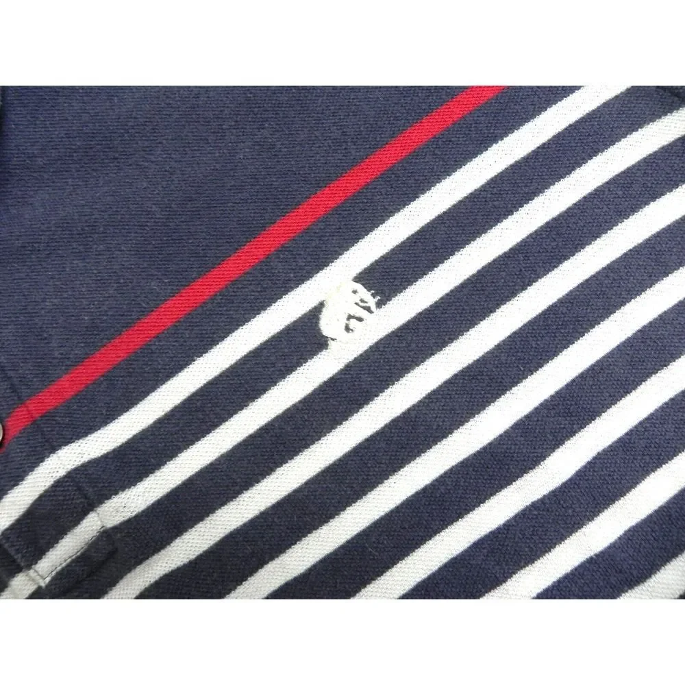 Banana Republic Shirt Adult 2XL Navy White Striped‎ Preppy Casual Golf Polo Mens